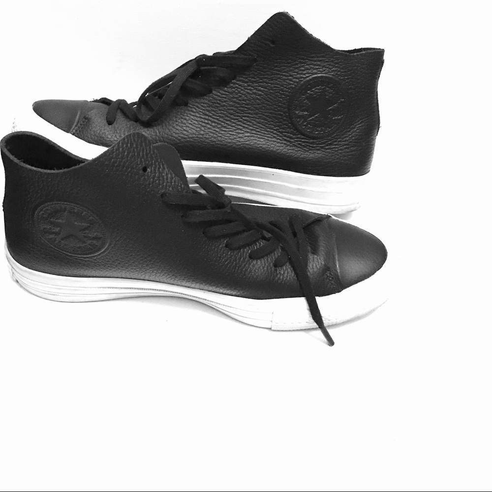 Converse Prime Hi Top Black Leather Sneakers - Picture 8 of 15